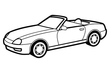 convertible car line art silhouette vector illustration