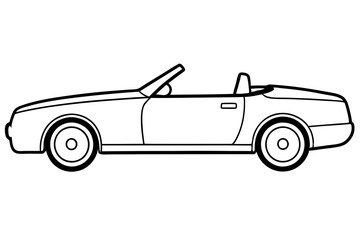convertible car line art silhouette vector illustration