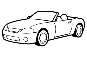 convertible car line art silhouette vector illustration