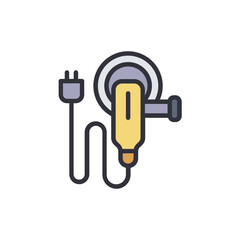 Angle grinder colored icons, minimalist vector illustration ,simple transparent graphic element .Isolated on white background
