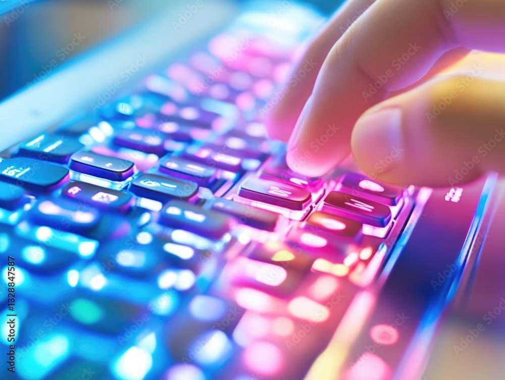Poster a close-up shot of a person typing away on their computer keyboard