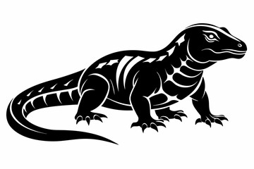 komodo dragon line art silhouette vector illustration
