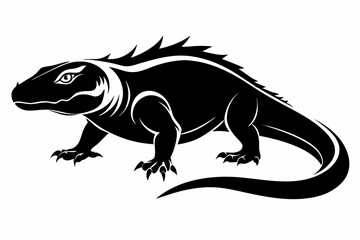 komodo dragon line art silhouette vector illustration