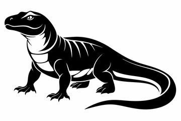komodo dragon line art silhouette vector illustration