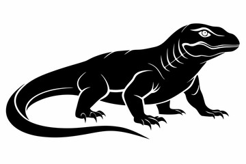 komodo dragon line art silhouette vector illustration
