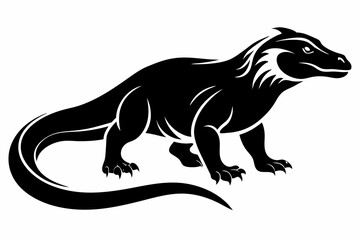 komodo dragon line art silhouette vector illustration
