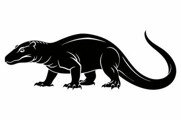 Fototapeta premium komodo dragon line art silhouette vector illustration