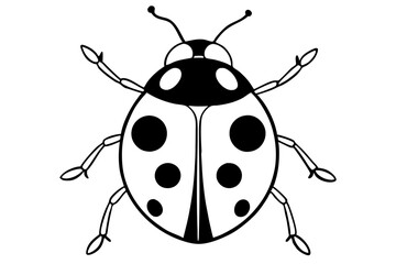 ladybug line art silhouette vector illustration