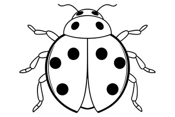 ladybug line art silhouette vector illustration