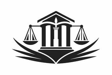 law firm simple clean logo line art silhouette vector illustration