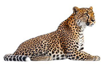 Leopard resting gracefully on transparent background