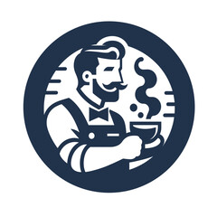 Fototapeta premium Barista 13 - Logo Icon Blue White-01