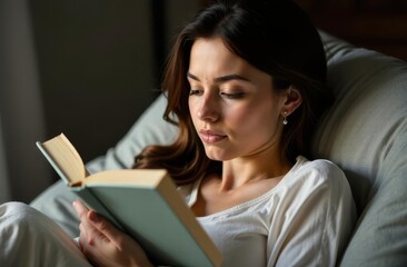 Obraz premium Woman reading a book while relaxing at home during menstruation