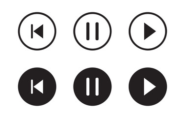Media player icon set. media player button icons. Play and pause buttons,video audio player, player button set icon symbol. Vector Illustration Eps 10
