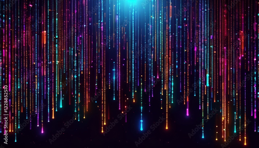 Poster abstract animation of binary code cascading down like digital rain
