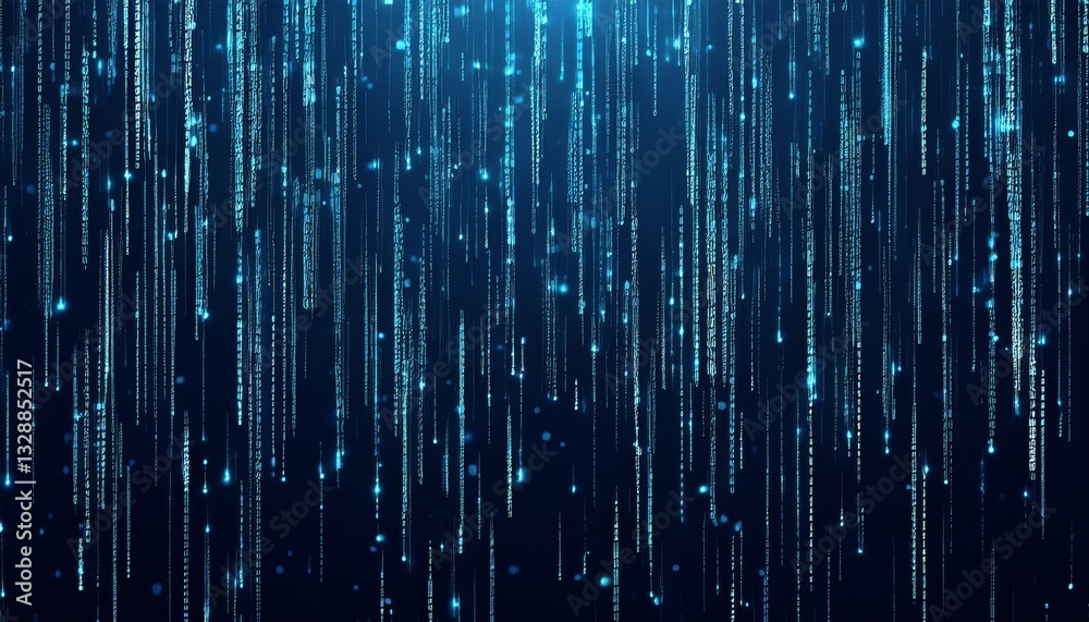 Poster abstract animation of binary code cascading down like digital rain