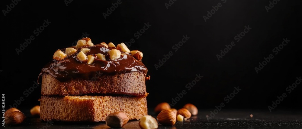 Poster a slice of bread topped with nuts, perfect for snacking or as a side dish