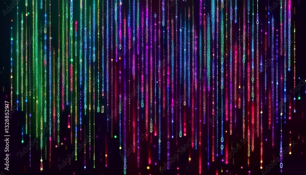 Poster abstract animation of binary code cascading down like digital rain