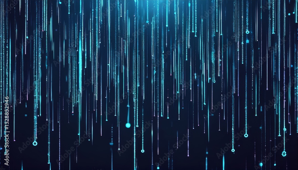 Poster abstract animation of binary code cascading down like digital rain