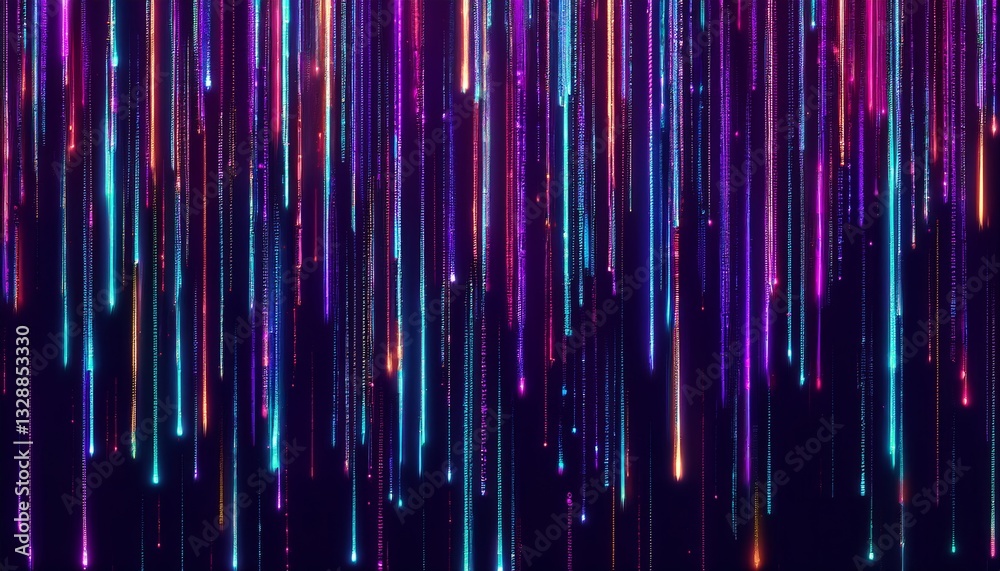 Poster abstract animation of binary code cascading down like digital rain