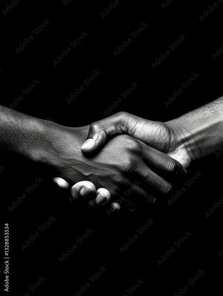 Poster two professionals shaking hands in a formal setting