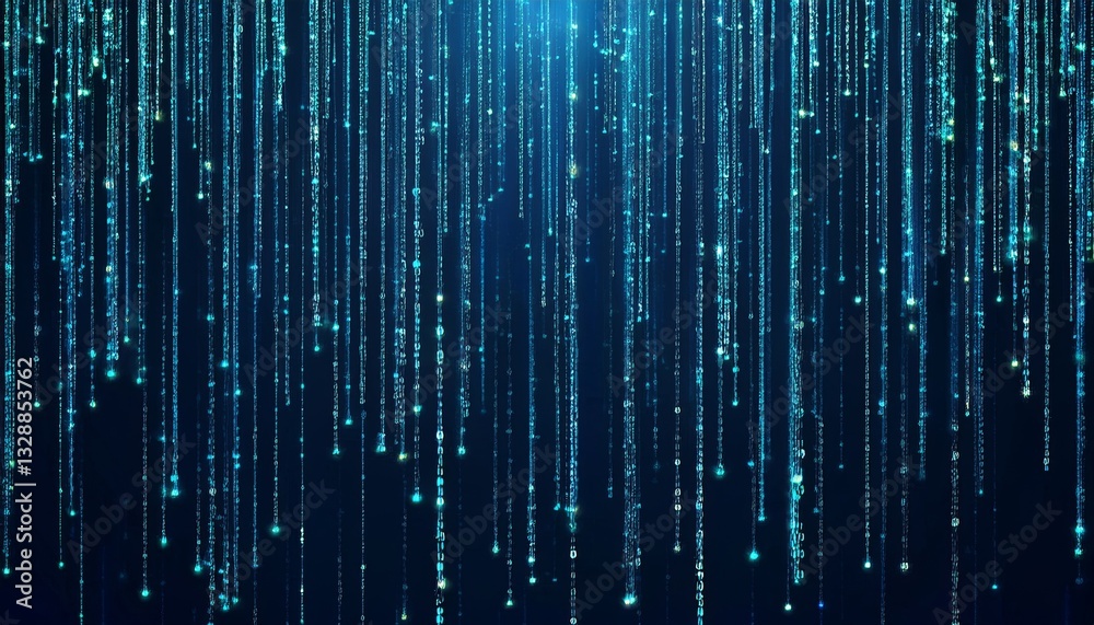 Poster abstract animation of binary code cascading down like digital rain