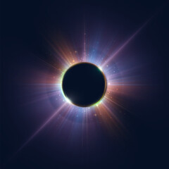 Planetary Solar Eclipse Vector. Light Effect