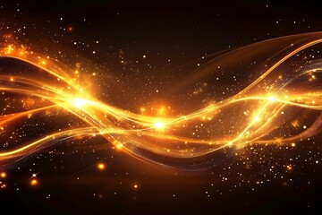 Obraz premium Golden Waves Flowing in Dark Space