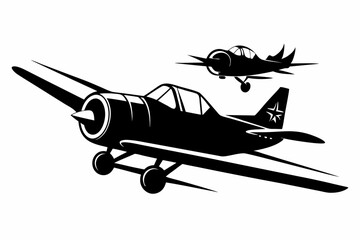 skywriting plane line art silhouette vector illustration
