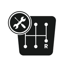 Transmission service The image contains a collection of black and white car service and maintenance icons. These icons represent various automotive-related concepts
