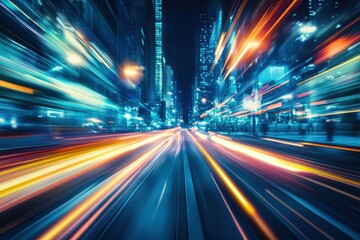 Vibrant City Lights at Night with Motion Blur Effect