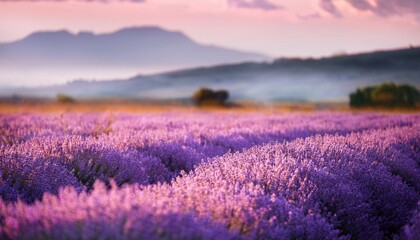 Fototapeta premium Gentle lavender fields with soft motion blur, evoking a sense of calmness and relaxation