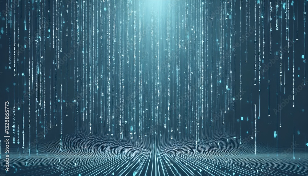 Poster abstract animation of binary code cascading down like digital rain