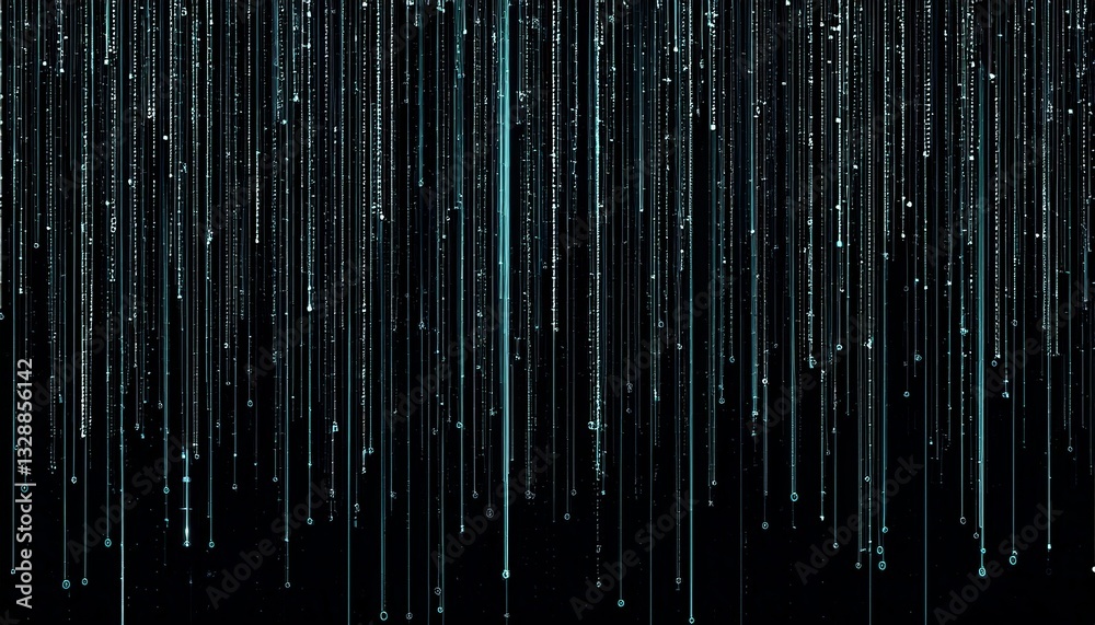 Poster abstract animation of binary code cascading down like digital rain