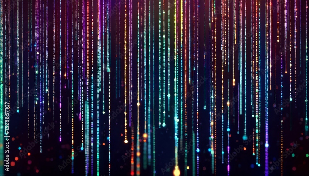 Poster abstract animation of binary code cascading down like digital rain