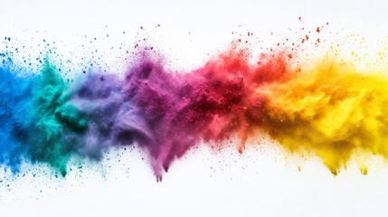 Fototapeta premium Vibrant explosion of colorful powder celebrating the Holi festival, symbolizing joy, unity, and festivity with bright hues spreading in the air.