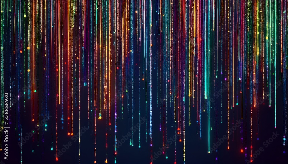 Poster abstract animation of binary code cascading down like digital rain