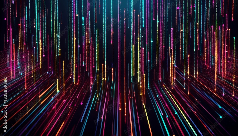 Poster abstract animation of binary code cascading down like digital rain