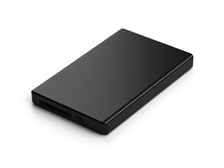 Black External Hard Drive on White.