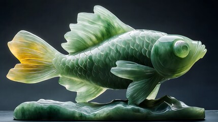 Decorative jade fish artwork timeless beauty high resolution sculpture
