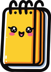 Cartoon winking notebook school supplies as cute stickers