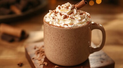 Warm inviting mug hot chocolate rich creamy topping. AI Generated