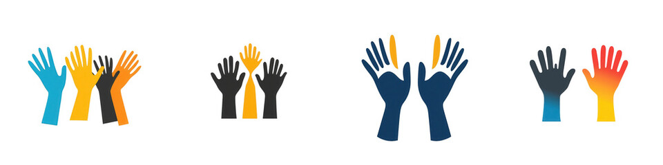 Obraz premium Diverse hands united, digital art isolated on white or transparent png