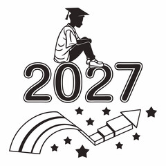 High-Quality Class of 2027 Number with Cap Vector