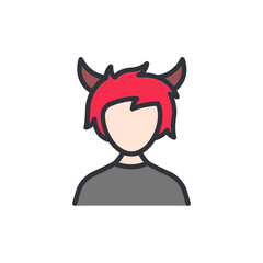 Devil colored icons, minimalist vector illustration ,simple transparent graphic element .Isolated on white background