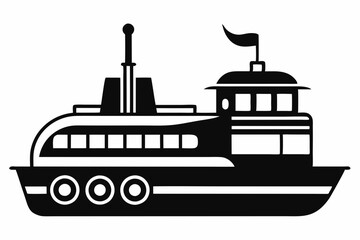 Obraz premium electric steamer line art silhouette vector illustration