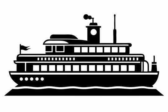 black ferry boat side view clip art preview