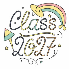 Vibrant Class of 2027 Hand-Drawn Typography