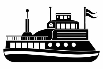 Fototapeta premium electric steamer line art silhouette vector illustration