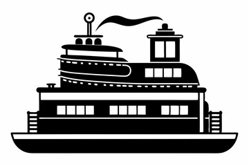 Obraz premium electric steamer line art silhouette vector illustration